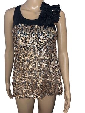 Sequin Embellished Black & Gold Short Mini Dress